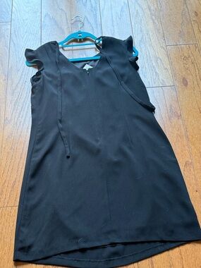 LOFT Black Tie-Neck Shift Dress